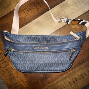 Michael Kors Navy and Beige Belt Bag